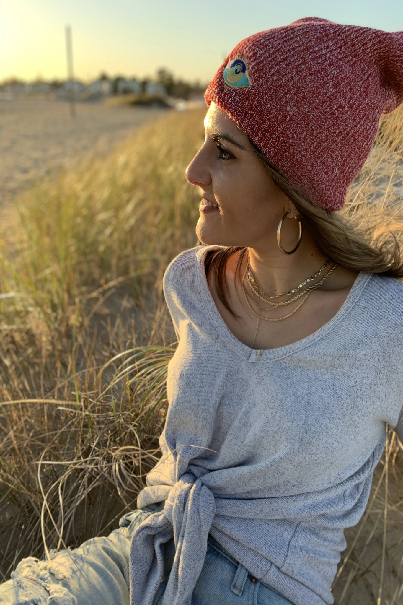 HEATHER RED SEANOE SLOUCH BEANIE