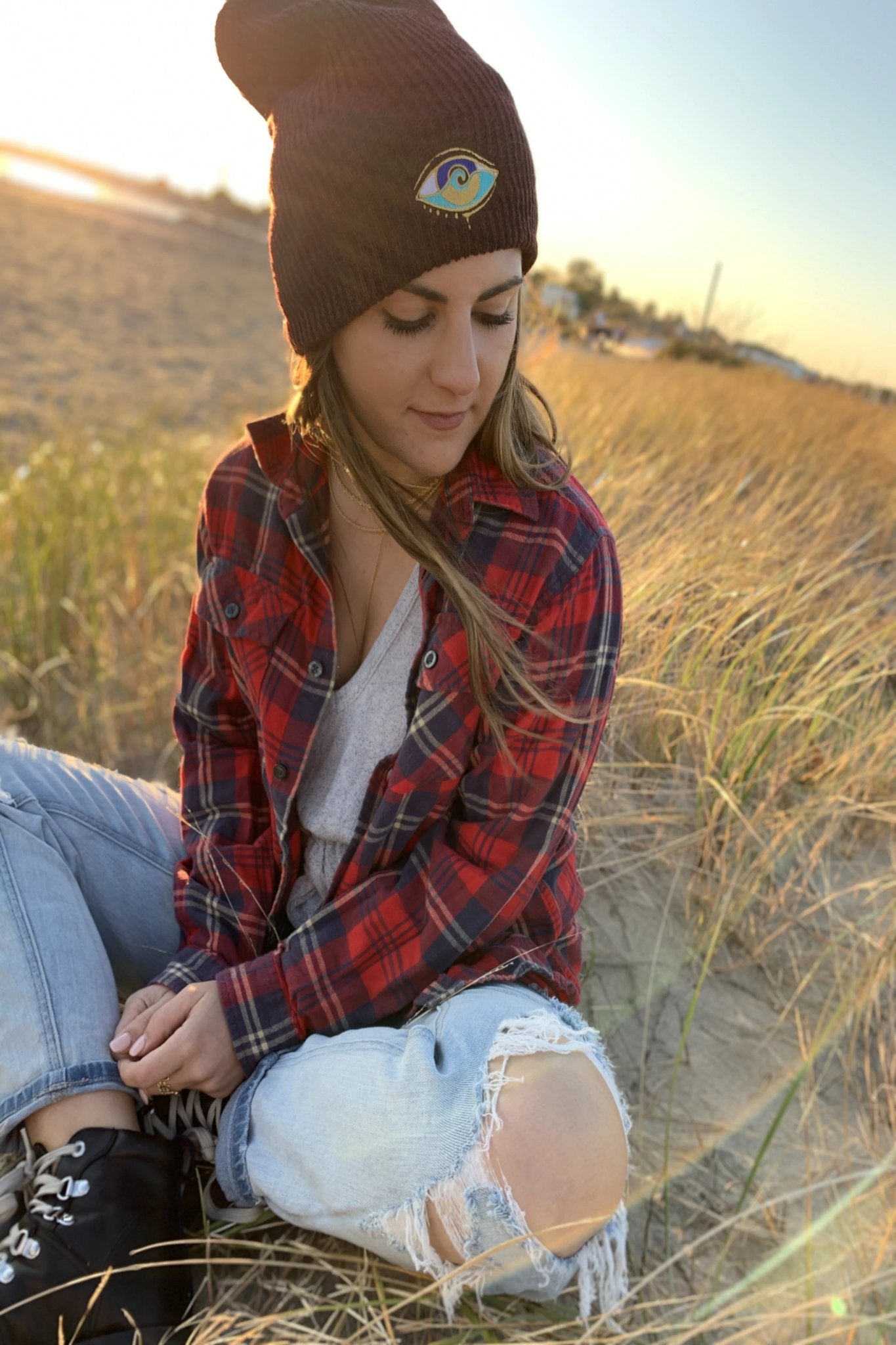 HEATHER MAROON SEANOE SLOUCH BEANIE