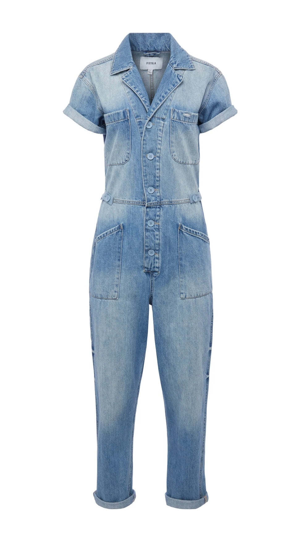 DENIM SHORT SLEEVE JUMPSUIT