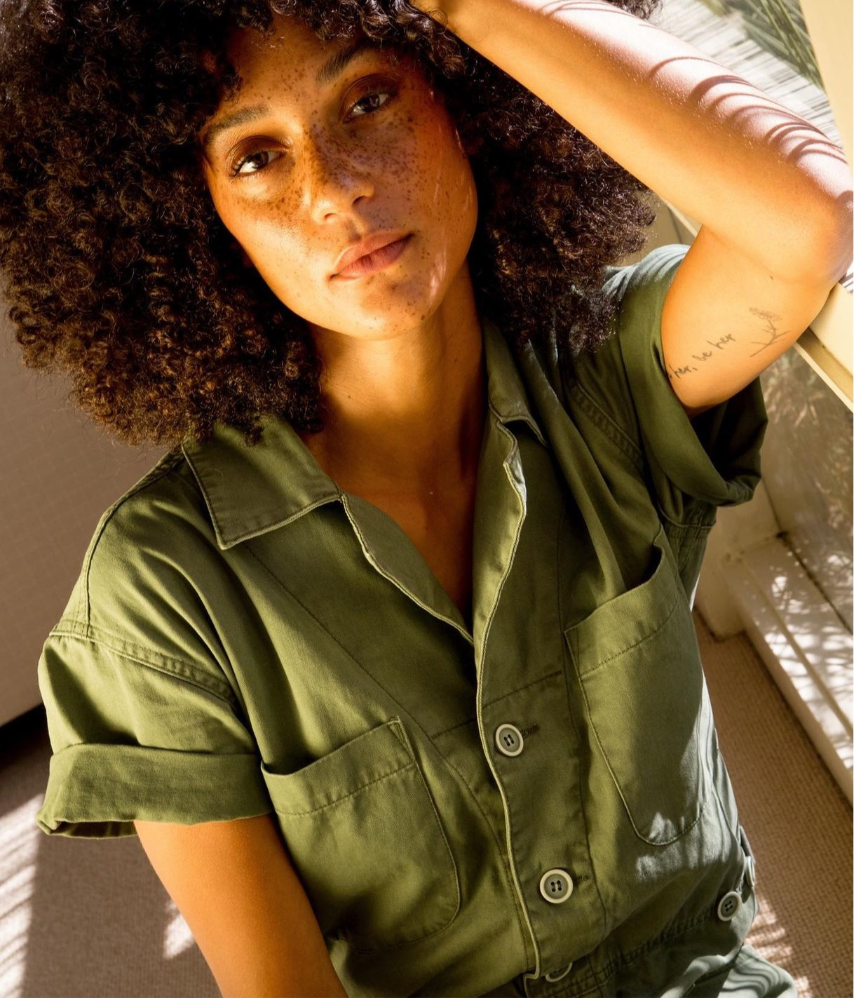 ARMY GREEN SHORT SLEEVE JUMPSUIT