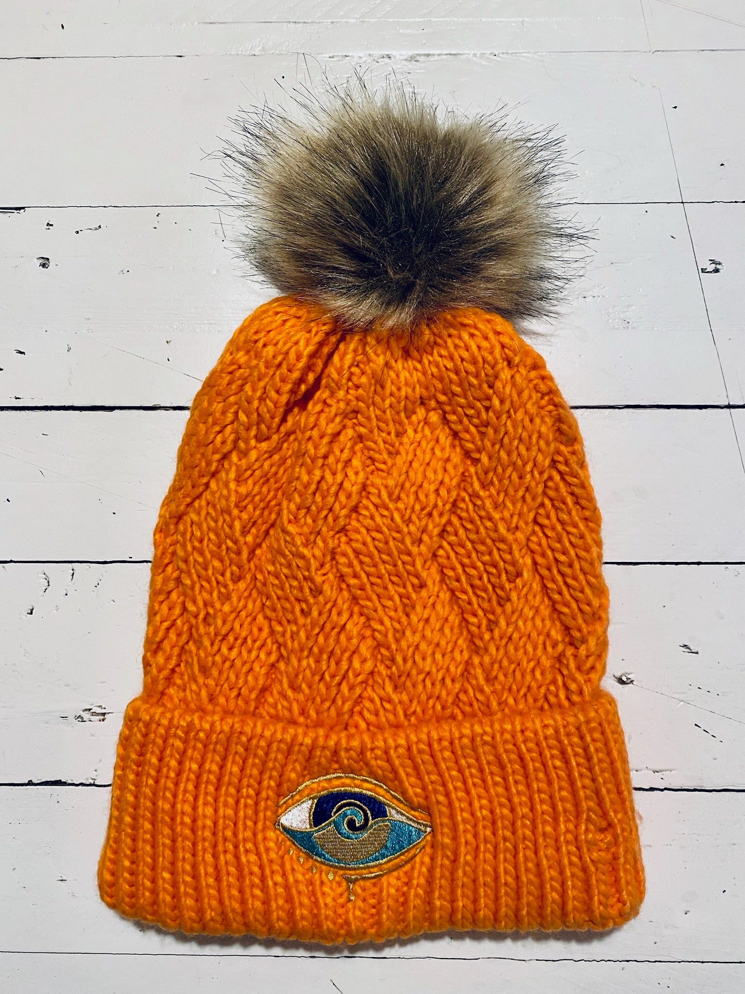 ORANGE SEANOE POM BEANIE