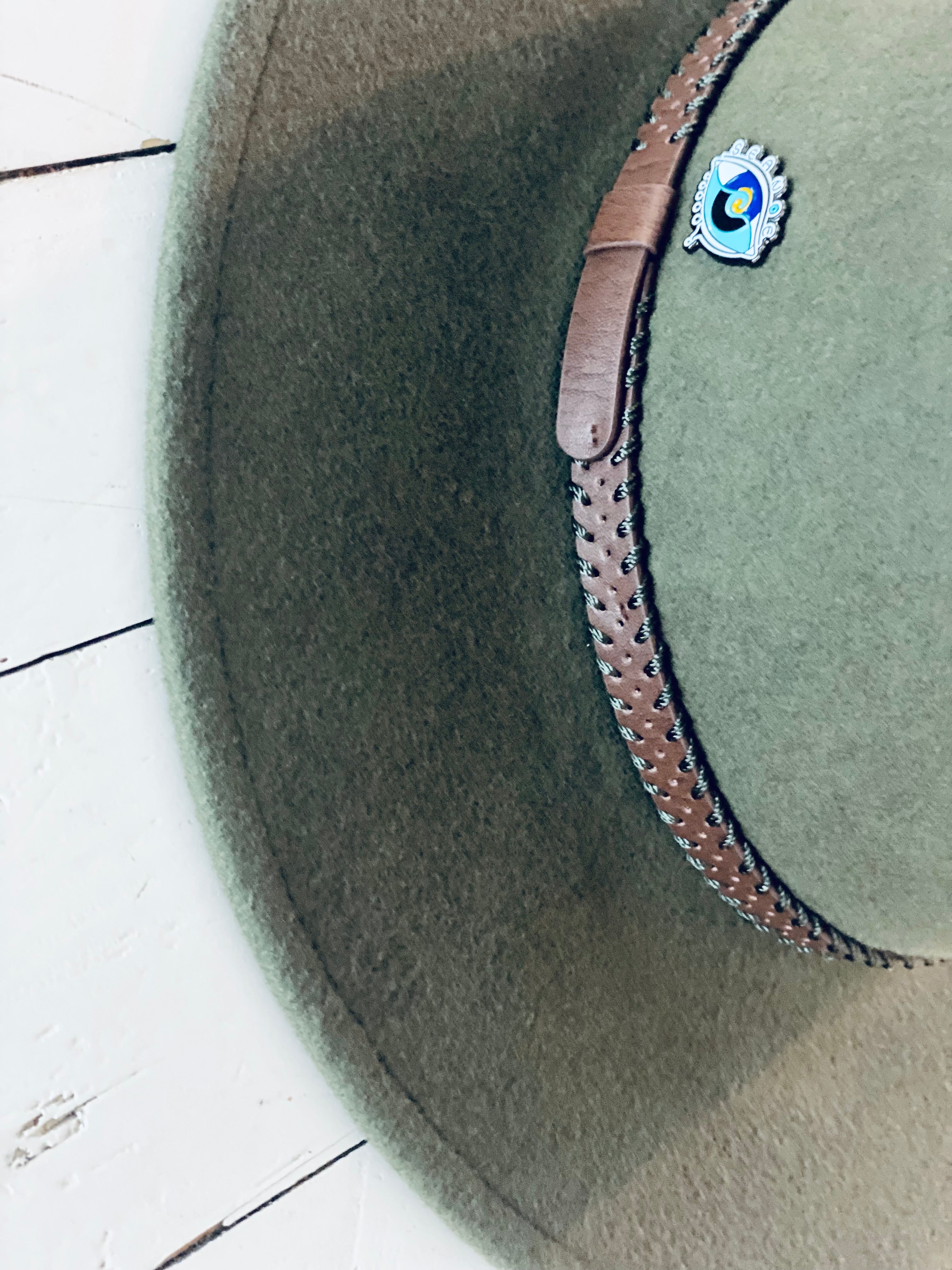 OLIVE LEATHER BAND RANCHER HAT