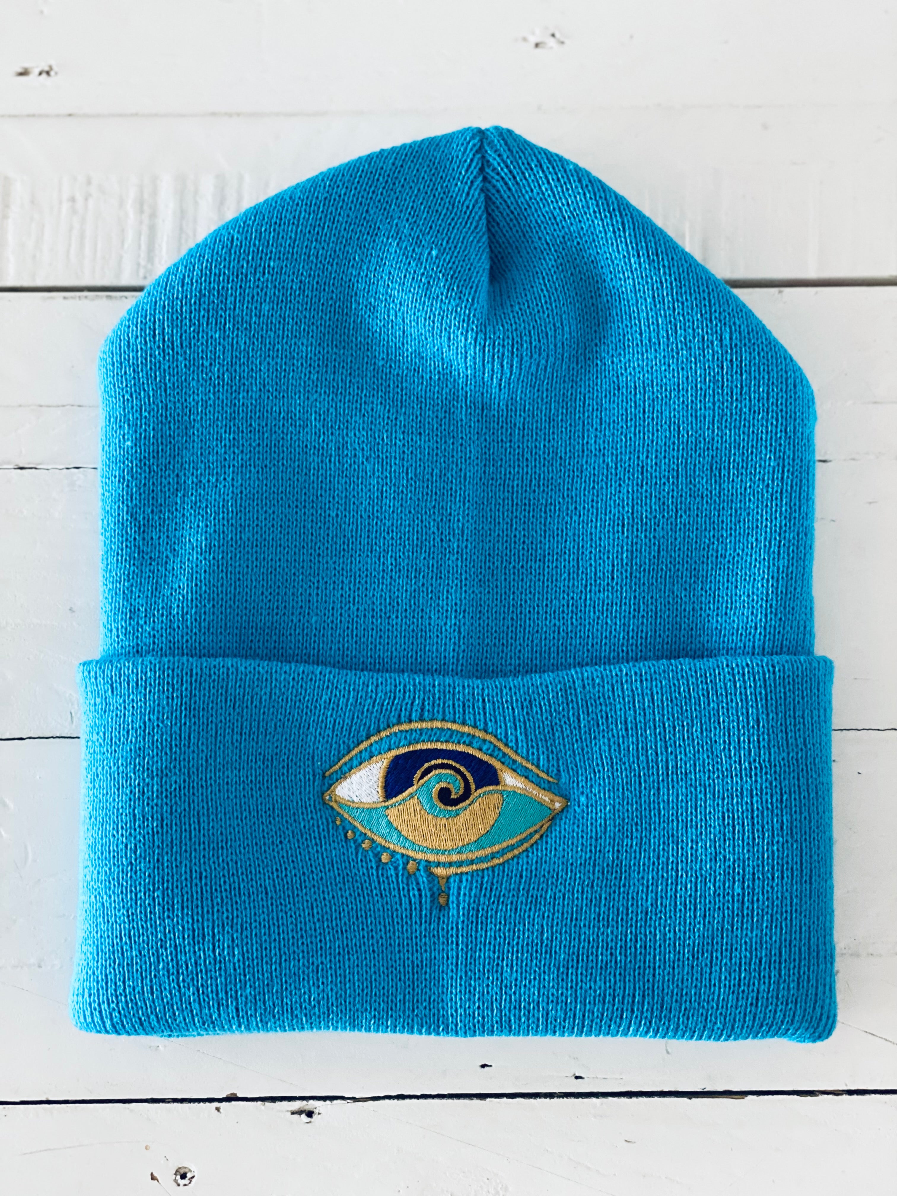 NEON BLUE CUFF BEANIE