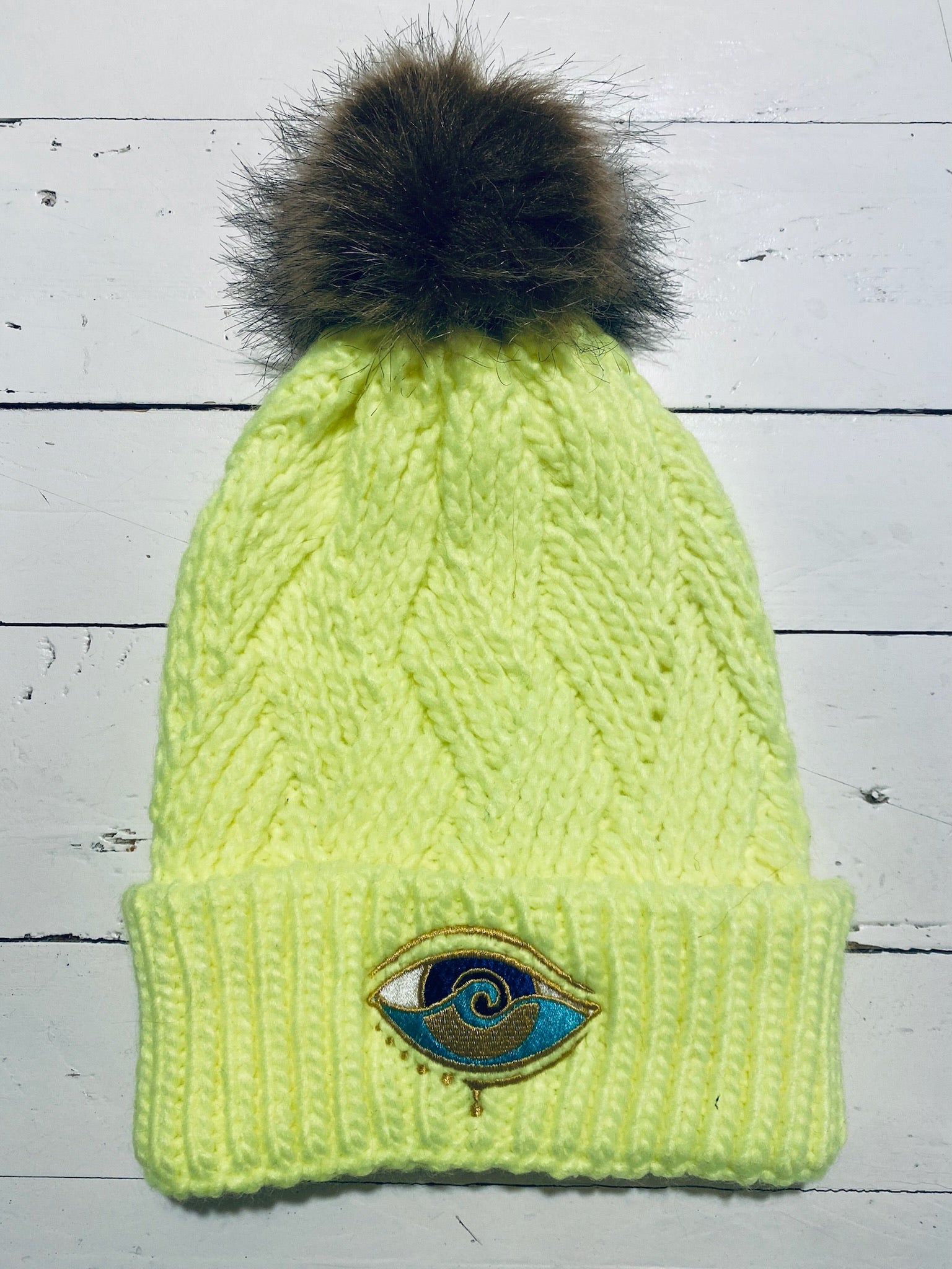 NEON YELLOW SEANOE POM BEANIE