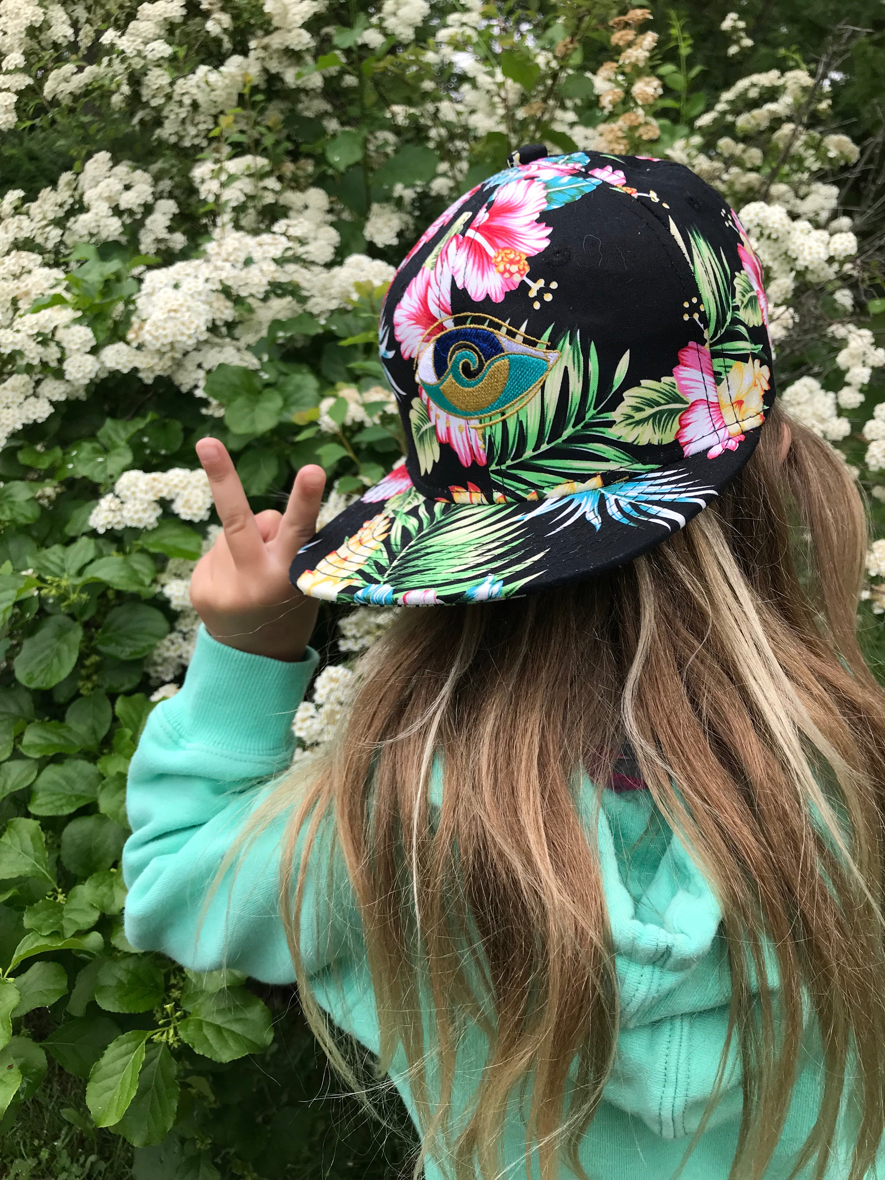 KIDS BLACK HIBISCUS SEANOE SNAPBACK