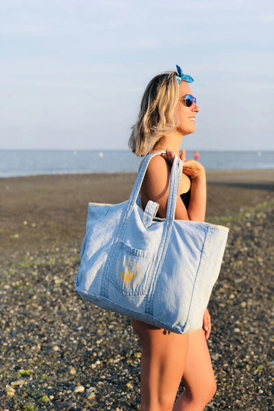 Denim Tote Bag Shopping Bag Beach Bag Swim Bag Change Bag 