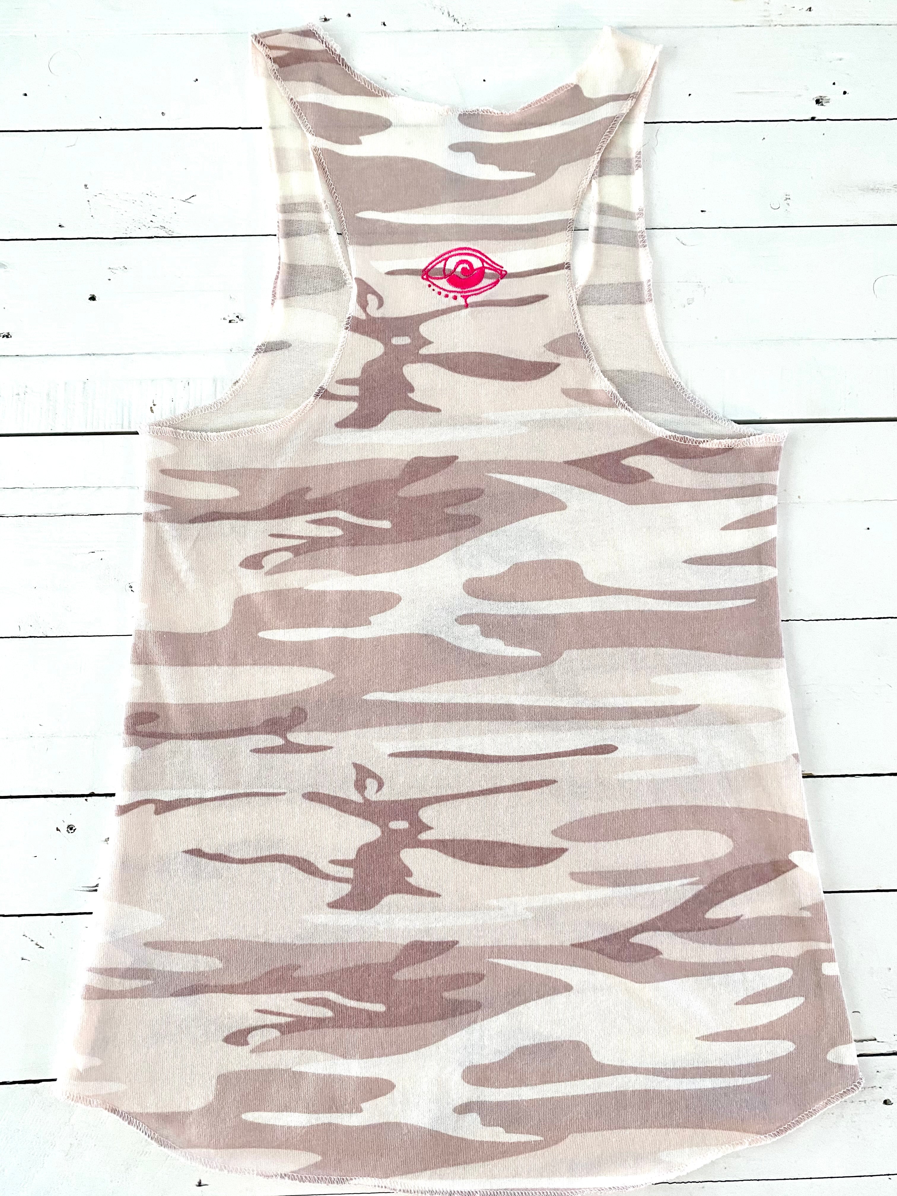 EMBROIDERED BLUSH CAMO TANK