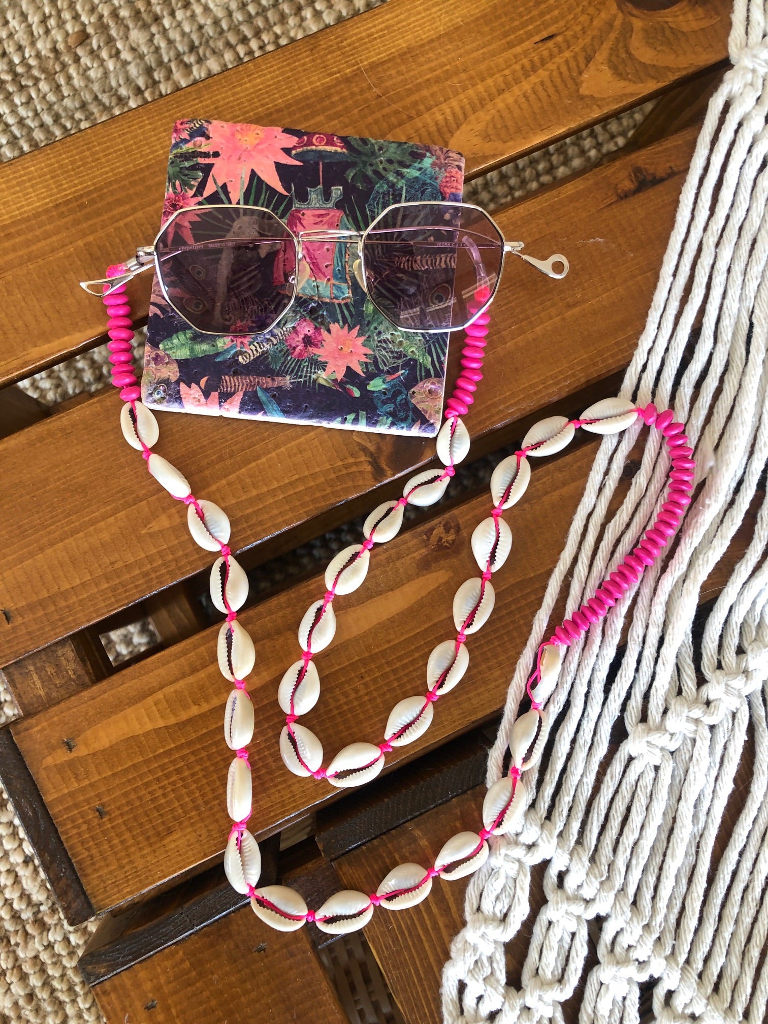 neon pink cowrie strap