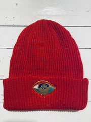 RED SEANOE WIDE RIB CUFF BEANIE