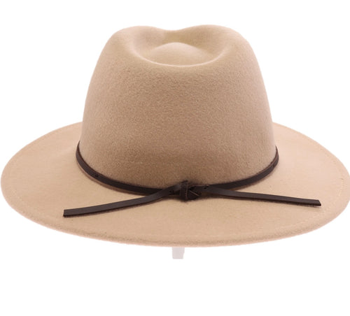 BEIGE LEATHER BOW RANCHER HAT