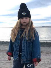 KIDS NAVY SEANOE POM BEANIE