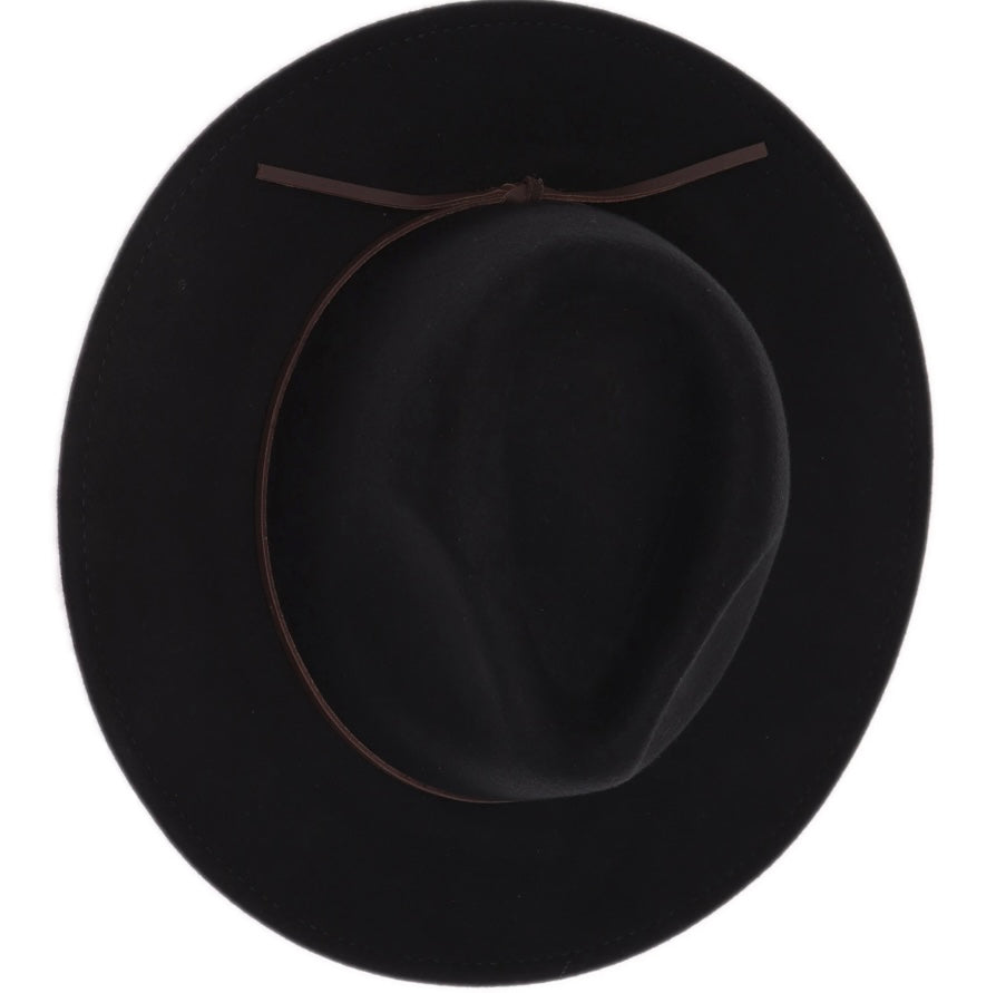 BLACK LEATHER BOW RANCHER HAT
