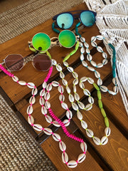 neon pink neon yellow turquoise cowrie straps